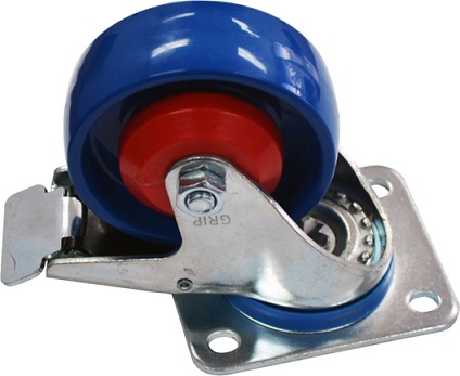 GRIP - 100MM BLUE NYLON CASTOR WHEEL - SWIVEL W/BRAKE 